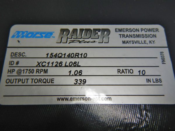 Morse Raider Gear Reducer 10:1 Right Output Single Reduction USA #154Q140R10