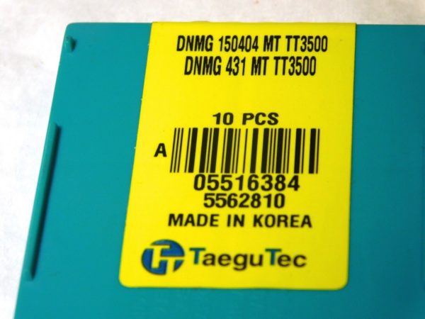 TaeguTec Carbide Turning Inserts DNMG150404MT Grade-TT3500 Box of 9 5516384