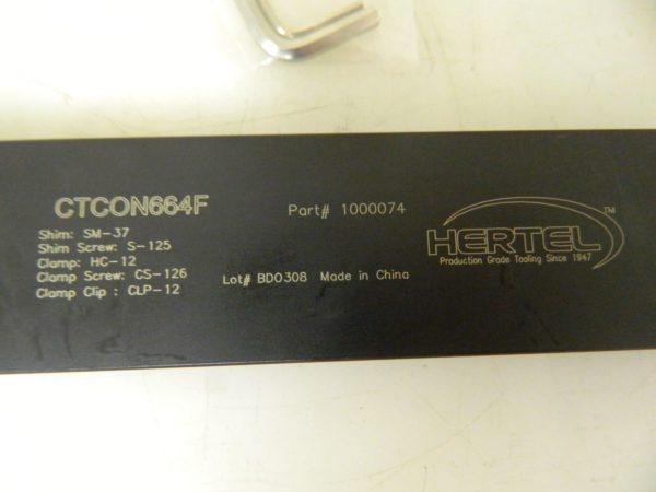 Hertel Clamp Lock Tool Holder Length 8" x Width 0.75" x Height 1.5" CTCON66-4F