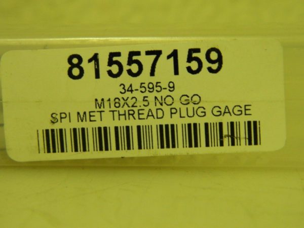 SPI Single End Plug Thread No Go Gage M18x2.5 Class 6H 34-595-9