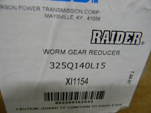 Morse Raider Gear Reducer 15:1 Left Output Single Reduction #325Q140L15