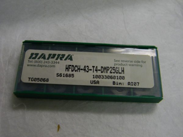 Dapra HFDC43T4 Grade DMP25-GLH Carbide Milling Insert QTY 10 97860