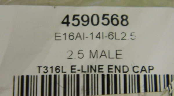VNE Corporation E-line End Cap 2.5" Male T316L E16AI-14I-6L2.5