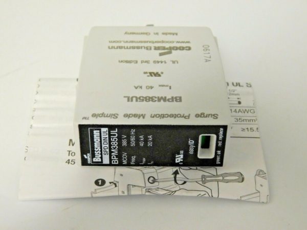 Cooper Bussmann Thermoplastic Hardwired Surge Protector 1 Pole 20 kA BPM385UL