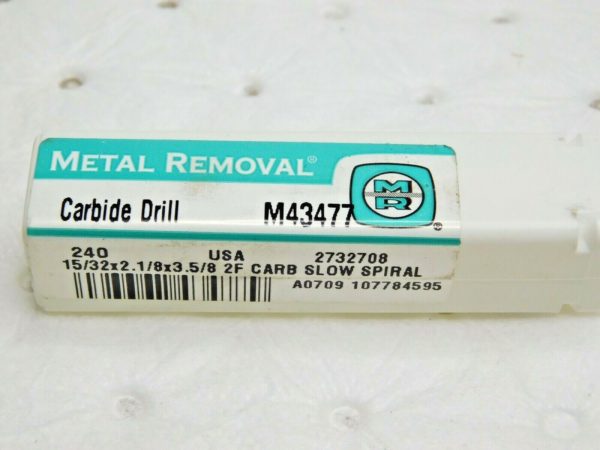 Metal Removal Carbide Screw Machine Drill 15/32" 135º 2FL M43477