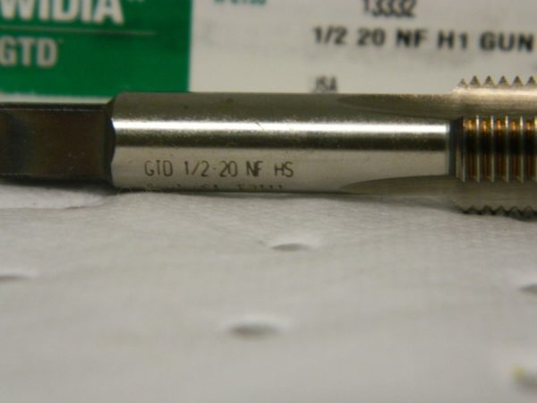 Widia Spiral Gun Tap Plug Chamfer 1/2"- 20 NF H1 3-Flute 13332