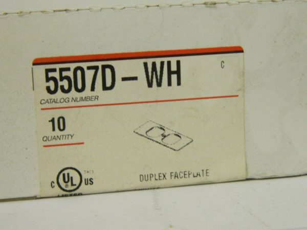 Wiremold Duplex Receptacle Faceplate 4-1/4" X 1-7/8" Qty. 10 5507D-WH