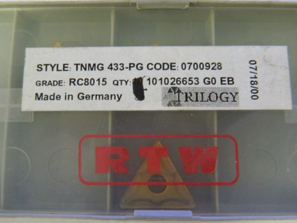 RTW Carbide Turning Inserts TNMG433-PG RC8015 Qty. 3 #0700928