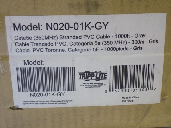 Tripp-Lite Unshielded Network/Ethernet Cable Cat5e 24AWG 900ft N020-01K-GY