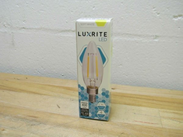 Lot of 30 Luxrite LED CTC Filament Candle Light Bulb Dimmable 4W 3000K LR21574
