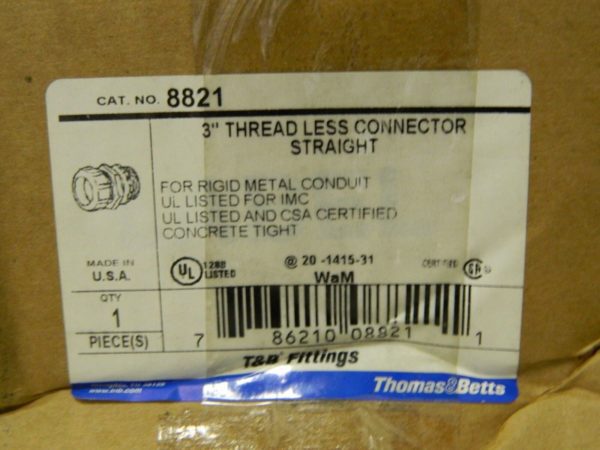 Thomas & Betts Straight Compression (IMC) Connector 3" Trade 8821