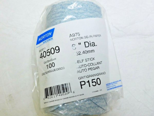 Norton Ceramic Adhesive PSA Discs Dry Ice A975 6"D 150G Qty 4 Rolls 66261140509
