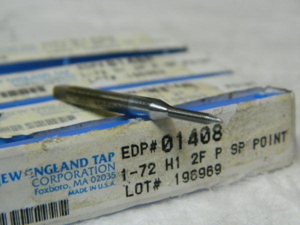 New England Tap Spiral Point Taps 1-72 UNF 2FL H1 Chrome Coated Qty 4 01408