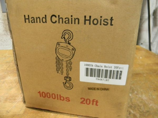 Hand Operated Chain Hoist 1000 lb. Capacity 20 Ft. Max. Lift