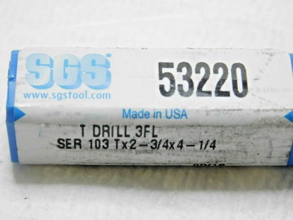 SGS Carbide Jobber Drill Letter T RH 0.3580" D x 2-3/4" x 4-1/4" 150° 3FL 53220