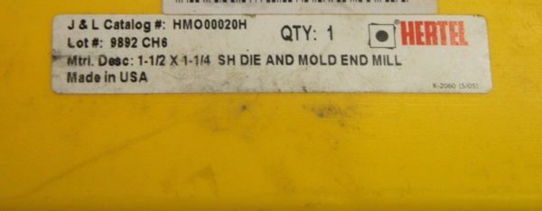 Hertel Die & Mold Indexable End Mill 1-1/2" x 1-1/4" x 7.875 2FL HMO00020H