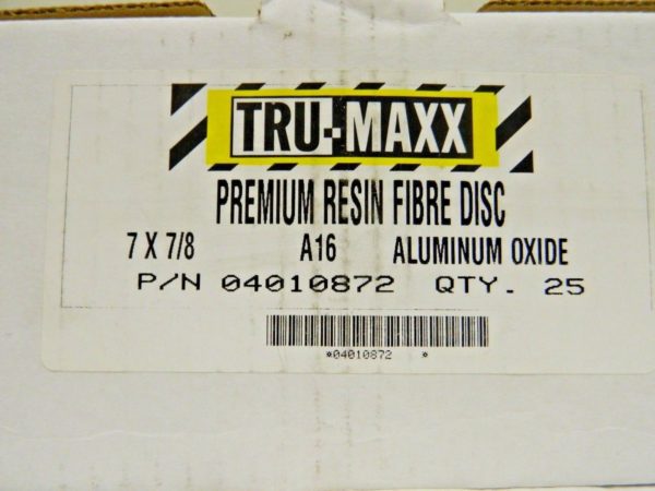 Tru-Maxx Aluminum Oxide Fiber Discs 7" Dia x 7/8" Hole 16 Grit Qty 25 04010872