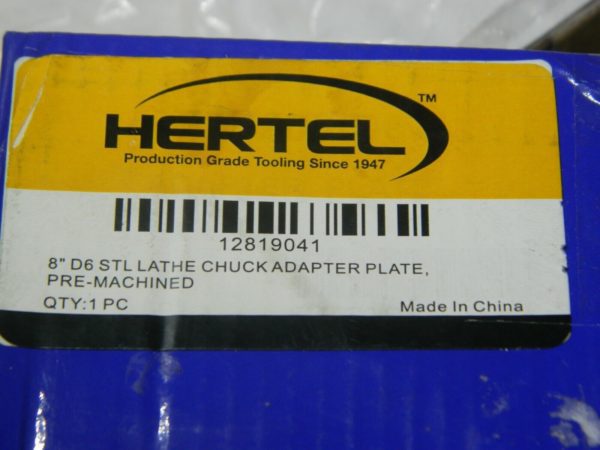 Hertel 8" D6 STL Lathe Chuck Adapter Plate Pre-Machined INCOMPLETE 12819041