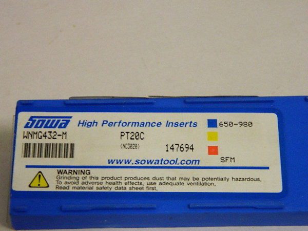 Sowa WNMG432-M PT20C High Performance Carbide Inserts Qty 10 147694