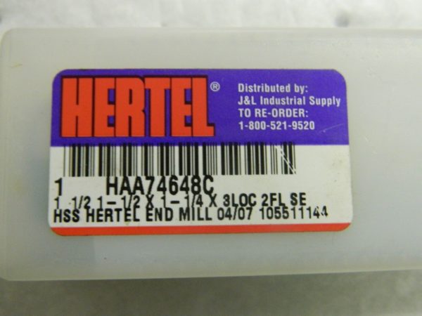 Hertel Square End Mill HSS SE 1-1/2" x 1-1/4" x 3" x 5-1/2 2FL HAA74648C