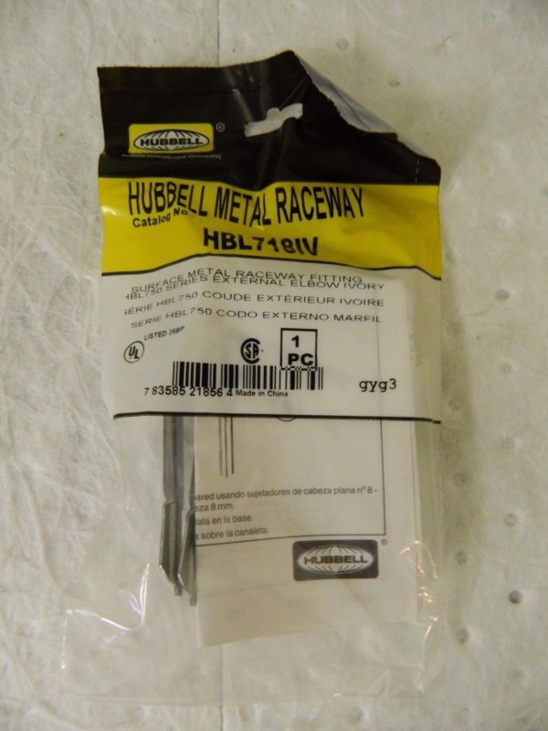 Hubbell 2.59" Long x 0.9" Wide x 2.59" High Raceway Elbow End Qty 10 HBL718IV