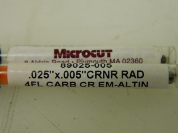 Microcut Corner Radius End Mills 4 FL .025" Cut Diam 1/8" Shank QTY 6 89025-005