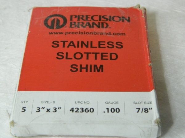 Precision Slotted Shim Stock 5 Piece 3" Long x 3" Wide x 0.125" Thick 42365