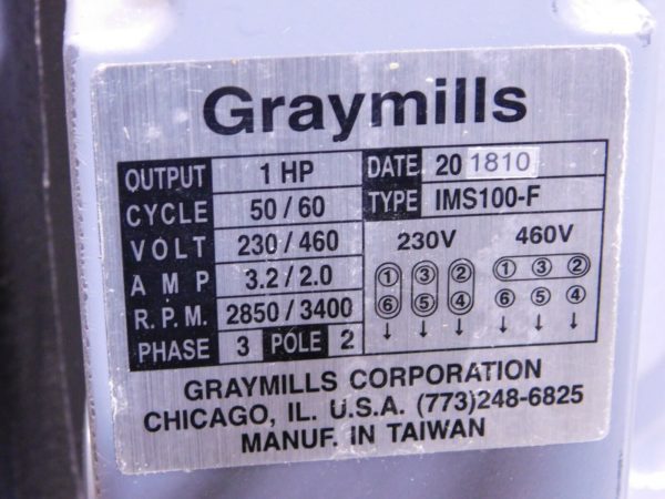 Graymills Cast Iron Suction Recirculation Pump 1HP 230/460V IMS100-F REPAIR