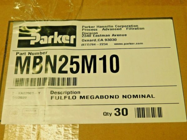 Parker Fulflo MegaBond Nominal Melt Blown Filter Cartridges 25um Qty 30 MBN25M10