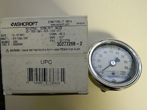 Ashcroft 2-1/2" Dial, 1/4 Thread, 0-100 Scale Range, Pressure Gauge