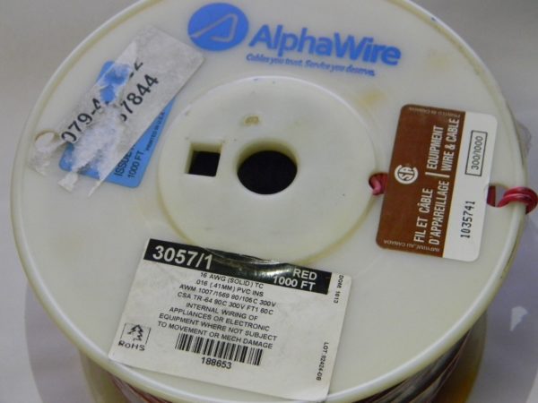 Alpha Wire 16 AWG 1 Strand 305mm Red Tinned Copper Hook Up Wire 3057/1 RD001
