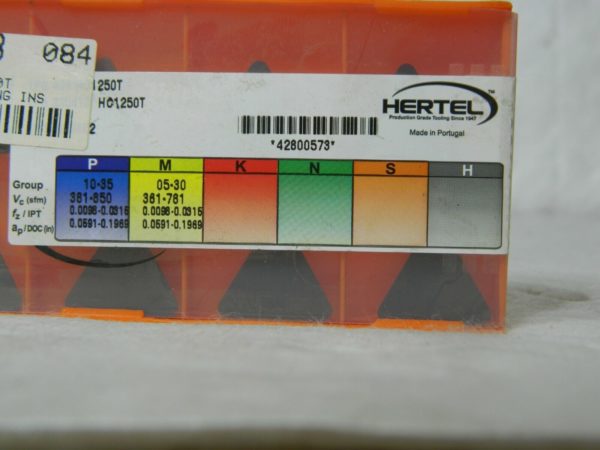 Hertel TPG434 HC1250T Carbide Turning Insert Qty 8 42800573