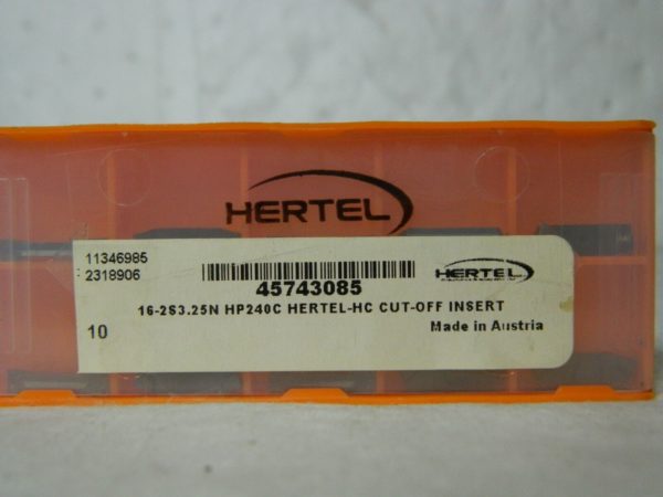 Hertel 16-2S3.25N HP240C Carbide Cutoff Insert Qty 10 45743085
