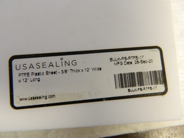 USA Sealing 1' x 12" x 3/8" White PTFE (Virgin) Sheet. PS-PTFE-17