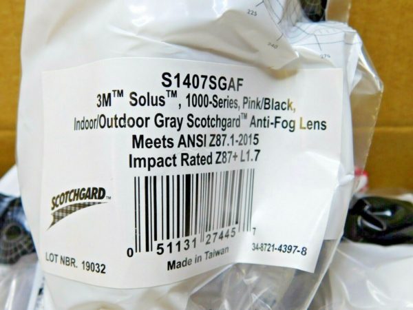 20 3M Solus 1000-Series Safety Glasses Pink/Blk I/O Gray Anti-fog Lens S1407SGAF