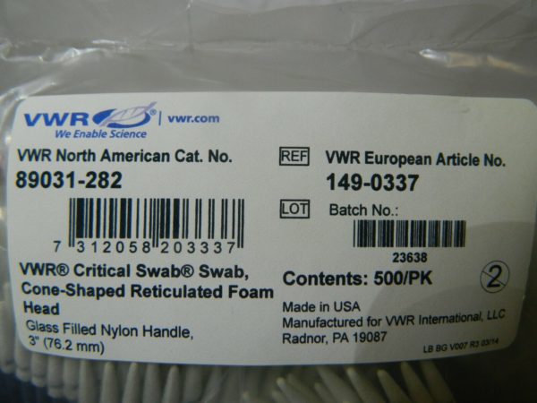 VWR Critical Swab Cone-Shaped Reticulated Foam Head Qty 500 89031-282