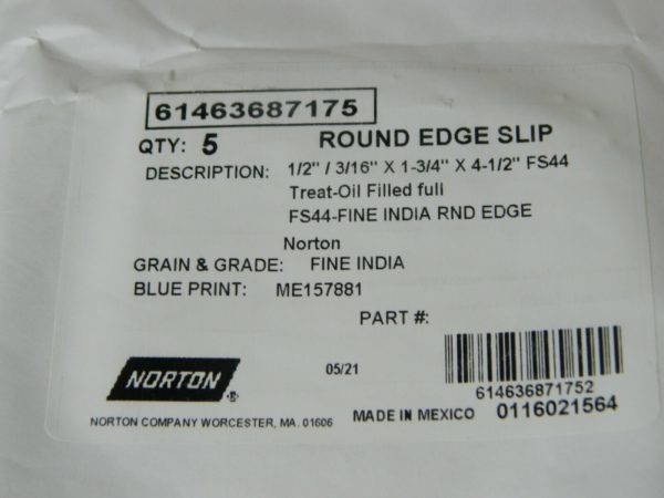 Norton Alum Oxide Sharpening Stone 4-1/2"L 1-3/4"D 1/2" Thick Qty 5 61463687175