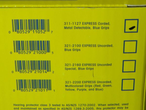 3M Express Pod Plugs Metal Detectable Disposable Corded 25 dB 100 Pairs 311-1127