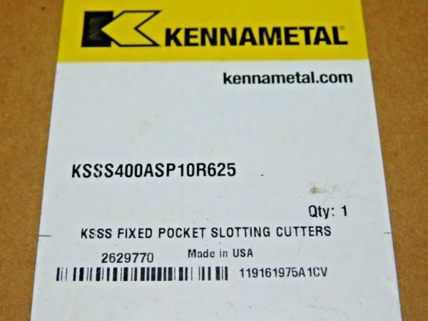 Kennametal Fixed Pocket Slotting Cutter 4" CD 10T KSSS400ASP10R625 2629770