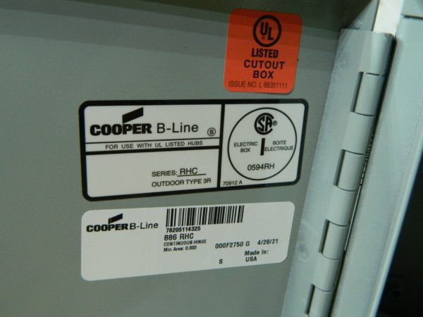 Cooper B-Line 3R Steel Junction Box Enclosure w/Hinge Flat Cover 78205114325