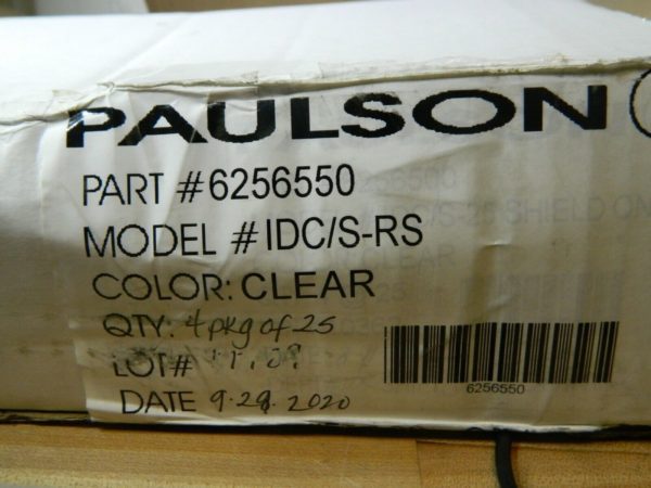 Paulson IDC Snap System Model IDC/S-RS Replacement Face Shields Qty 25 6256550