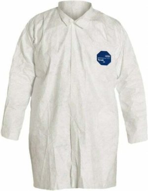 Dupont White Disposable Chemical Resistant Lab Coat Sz Sm Qty 30 TY210SWHSM00300