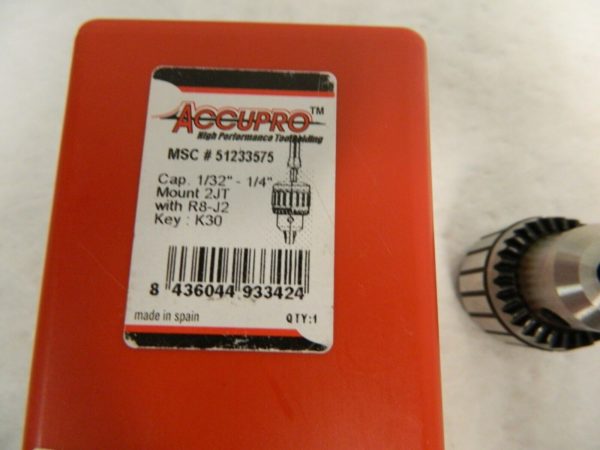 Accupro JT2 1/32" to 1/4" Capacity Tapered Mount Steel Drill Chuck 51233575