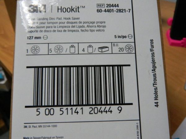 3M 5″ Diam Hook & Loop Disc Backing Pad Box of 20