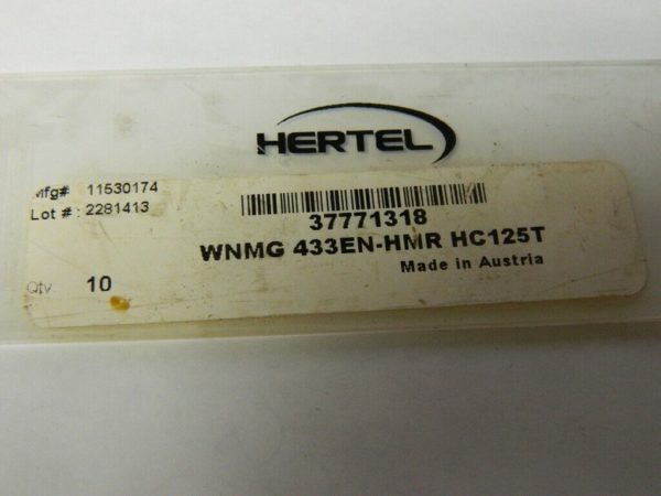 HERTEL WNMG 433EN –HMR HC125T Carbide Turning Insert Pack of 10