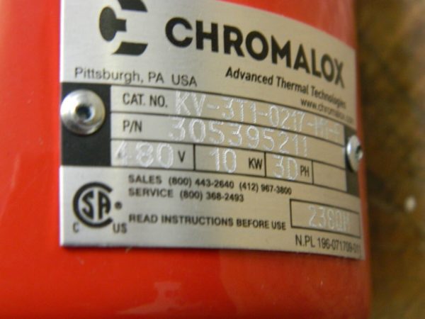 Chromalox 3 Element 25" IL Incoloy Pipe Plug Immersion Heater KV-3T1-0217-M1