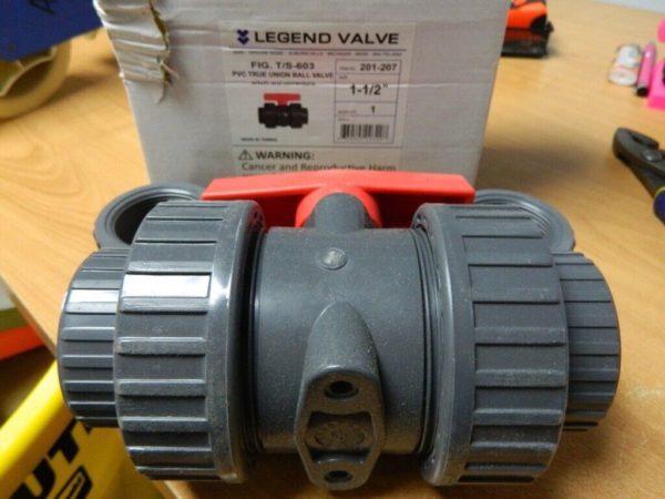 LEGEND VALVE 1-1/2″ Pipe, Full Port, PVC True Union Design Ball Valve 201-207