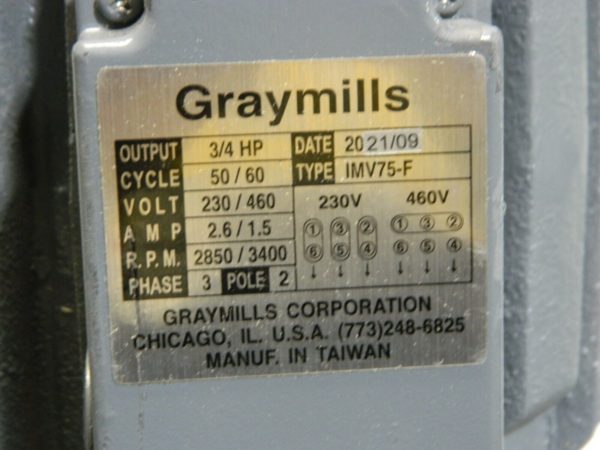 Graymills Cast Iron Immersion Recirculating Pump 45 GPM 3/4 HP IMV75-F DAMAGED