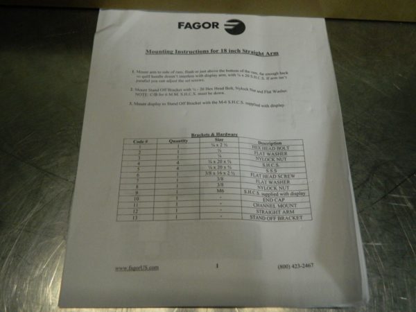 Fagor Universal Lathe L Bracket Kit 76400080