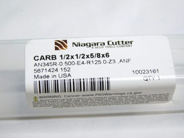 Niagara Cutter Carbide Corner Radius/Chamfer End Mill 1/2" Diam 3FL 10023161